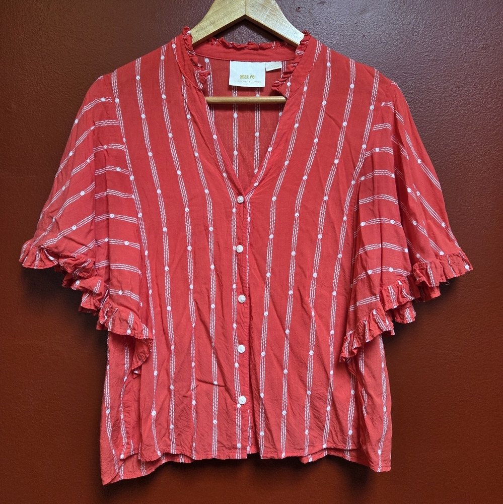 Maeve Flutter Sleeve Shirt Small